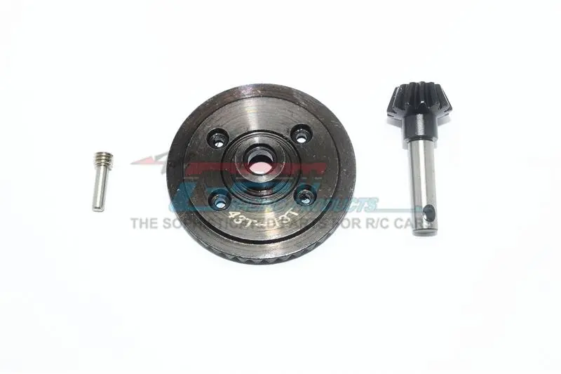 Harden Steel #45 Diff Bevel Gear 43T & Pinion Gear 13T For Axial Rr10 / Wraith Spawn / Yeti / Yeti Score / Smt10 - 3Pc Set Black 1