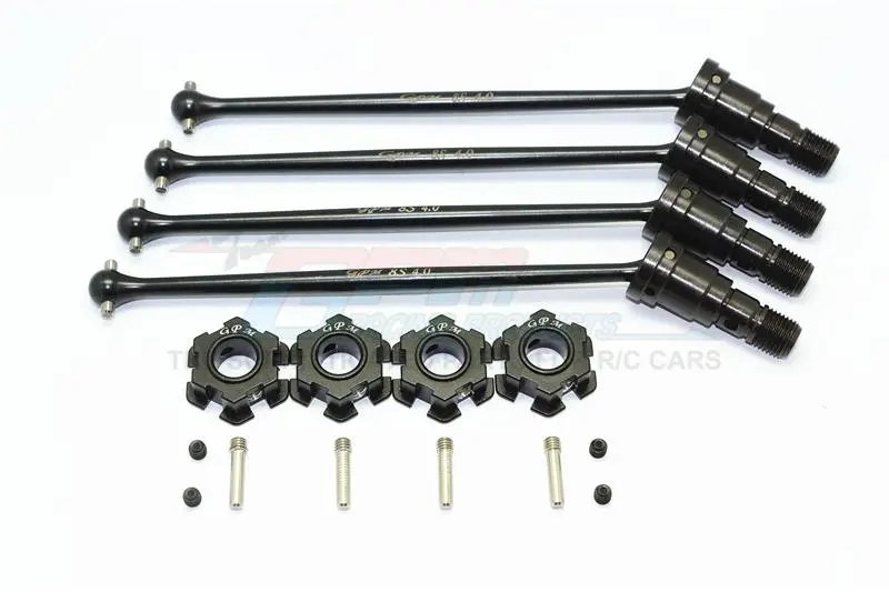Harden Steel #45 Front And Rear Cvd Drive Shaft With Aluminum Hex For Traxxas X-Maxx 8S - 2Prs Set Black 1