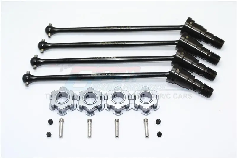 Harden Steel #45 Front And Rear Cvd Drive Shaft With Aluminum Hex For Traxxas X-Maxx 8S - 2Prs Set Gray Silver 1