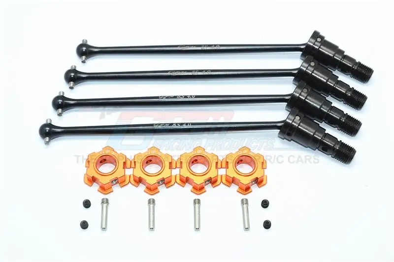 Harden Steel #45 Front And Rear Cvd Drive Shaft With Aluminum Hex For Traxxas X-Maxx 8S - 2Prs Set Orange 1