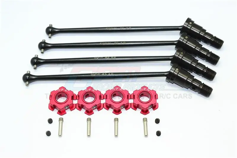 Harden Steel #45 Front And Rear Cvd Drive Shaft With Aluminum Hex For Traxxas X-Maxx 8S - 2Prs Set Red 1