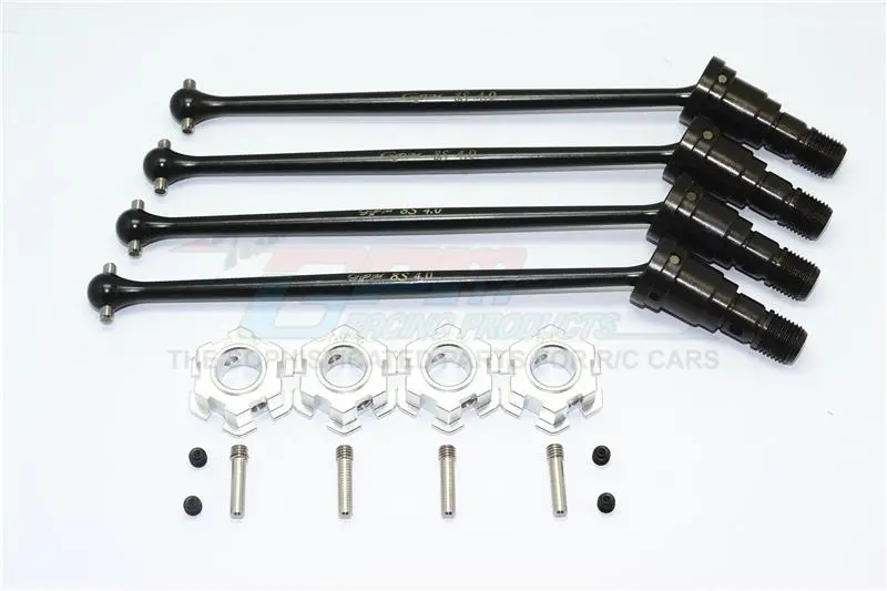Harden Steel #45 Front And Rear Cvd Drive Shaft With Aluminum Hex For Traxxas X-Maxx 8S - 2Prs Set Silver 1