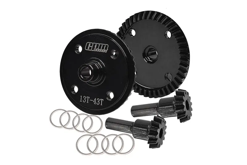 Harden Steel #45 Front And Rear Diff Bevel Gear 43T & Pinion Gear 13T For Arrma 1:7 Infraction 6S / Limitless / Infraction 6S V2 / 1:8 Typhon 6S / 1:10 Senton 6S 1