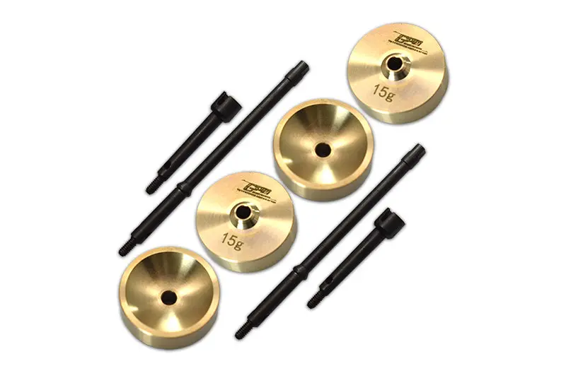 Harden Steel #45 Front Cvd Joint + Rear Drive Shaft + Brass Pendulum Wheel Knuckle Axle Weight For Axial 1:24 Deadbolt & Jeep Wrangler (Scx24) - 8Pc Set 1