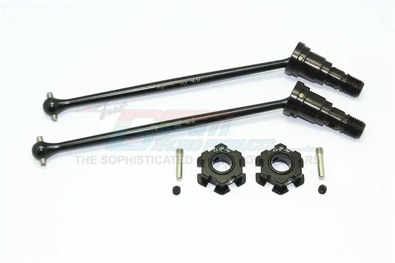Harden Steel #45 Front Or Rear Cvd Drive Shaft With Aluminum Hex For Traxxas X-Maxx 8S - 1Pr Set Black 1