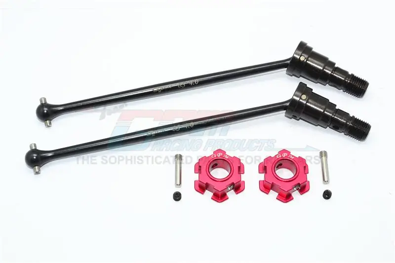 Harden Steel #45 Front Or Rear Cvd Drive Shaft With Aluminum Hex For Traxxas X-Maxx 8S - 1Pr Set Red 1