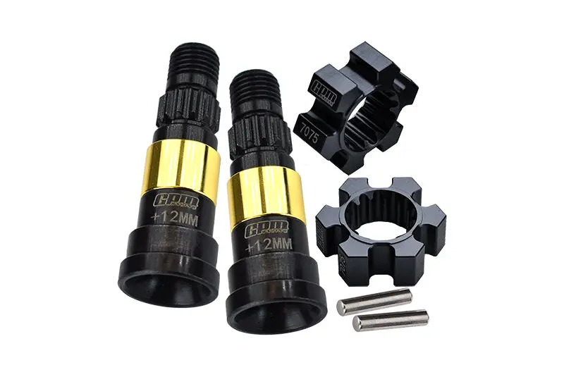 Harden Steel #45 Front Or Rear Cvd Joint (+12Mm) + Aluminum 7075-T6 Wheel Hex Hubs For 1:5 Traxxas X Maxx 8S Monster Truck Upgrades - Black 1