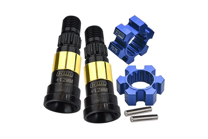 Harden Steel #45 Front Or Rear Cvd Joint (+12Mm) + Aluminum 7075-T6 Wheel Hex Hubs For 1:5 Traxxas X Maxx 8S Monster Truck Upgrades - Blue 1