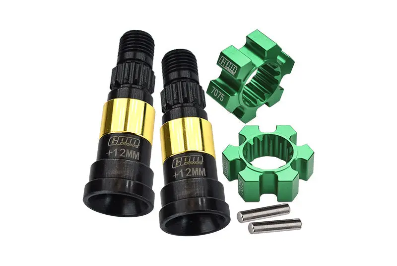 Harden Steel #45 Front Or Rear Cvd Joint (+12Mm) + Aluminum 7075-T6 Wheel Hex Hubs For 1:5 Traxxas X Maxx 8S Monster Truck Upgrades - Green 1