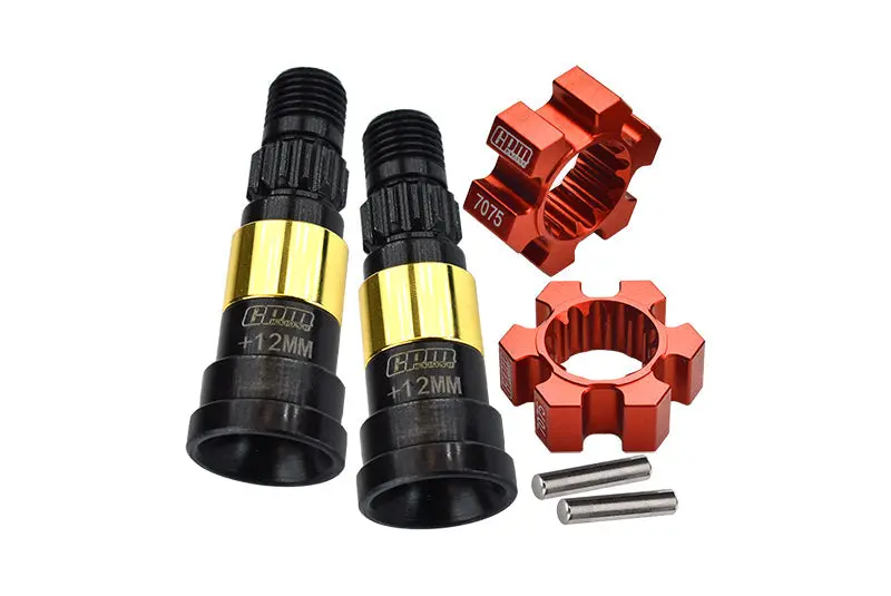 Harden Steel #45 Front Or Rear Cvd Joint (+12Mm) + Aluminum 7075-T6 Wheel Hex Hubs For 1:5 Traxxas X Maxx 8S Monster Truck Upgrades - Orange 1