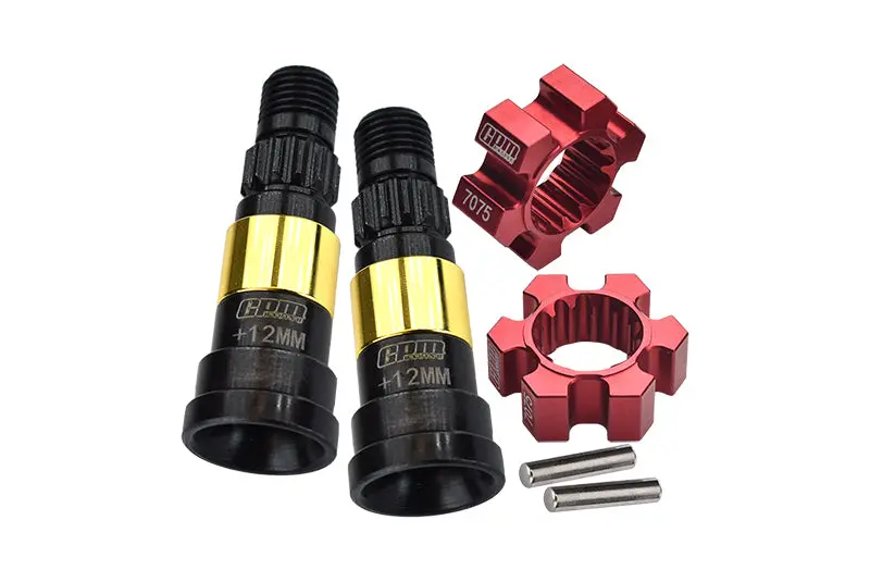 Harden Steel #45 Front Or Rear Cvd Joint (+12Mm) + Aluminum 7075-T6 Wheel Hex Hubs For 1:5 Traxxas X Maxx 8S Monster Truck Upgrades - Red 1