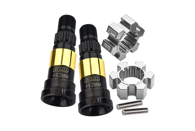 Harden Steel #45 Front Or Rear Cvd Joint (+12Mm) + Aluminum 7075-T6 Wheel Hex Hubs For 1:5 Traxxas X Maxx 8S Monster Truck Upgrades - Silver 1