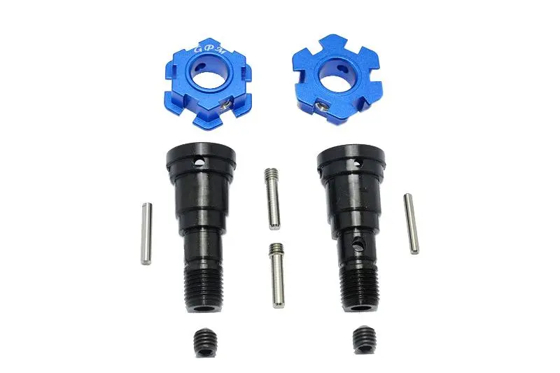 Harden Steel #45 Front Or Rear Cvd Joint + Aluminum Wheel Hub Hex For Traxxas X Maxx 8S - 10Pc Set Blue 1