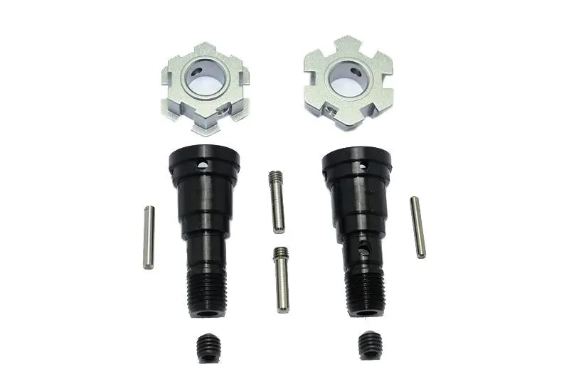 Harden Steel #45 Front Or Rear Cvd Joint + Aluminum Wheel Hub Hex For Traxxas X Maxx 8S - 10Pc Set Gray Silver 1