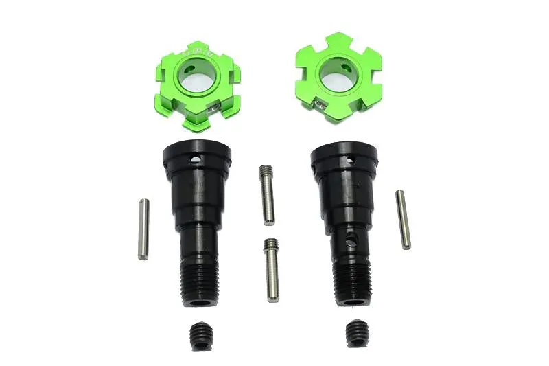 Harden Steel #45 Front Or Rear Cvd Joint + Aluminum Wheel Hub Hex For Traxxas X Maxx 8S - 10Pc Set Green 1