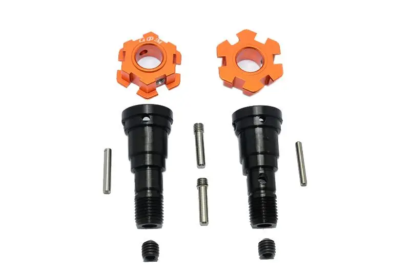 Harden Steel #45 Front Or Rear Cvd Joint + Aluminum Wheel Hub Hex For Traxxas X Maxx 8S - 10Pc Set Orange 1