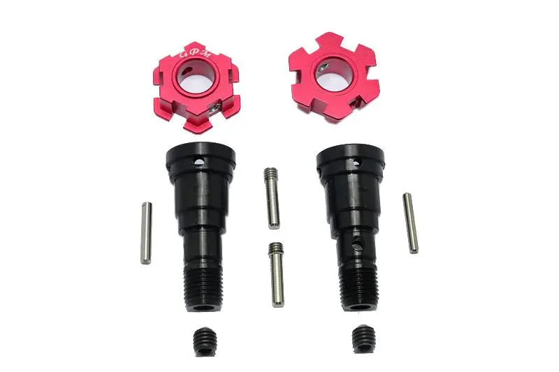 Harden Steel #45 Front Or Rear Cvd Joint + Aluminum Wheel Hub Hex For Traxxas X Maxx 8S - 10Pc Set Red 1