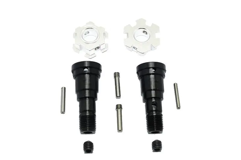 Harden Steel #45 Front Or Rear Cvd Joint + Aluminum Wheel Hub Hex For Traxxas X Maxx 8S - 10Pc Set Silver 1