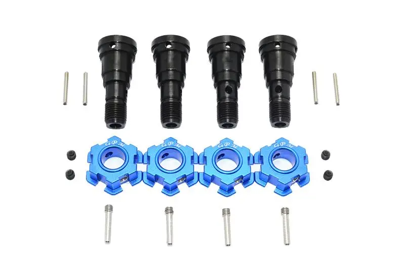 Harden Steel #45 Front & Rear Cvd Joint + Aluminum Wheel Hub Hex For Traxxas X Maxx 8S - 20Pc Set Blue 1