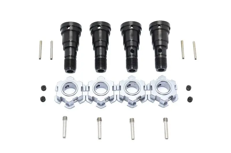 Harden Steel #45 Front & Rear Cvd Joint + Aluminum Wheel Hub Hex For Traxxas X Maxx 8S - 20Pc Set Gray Silver 1