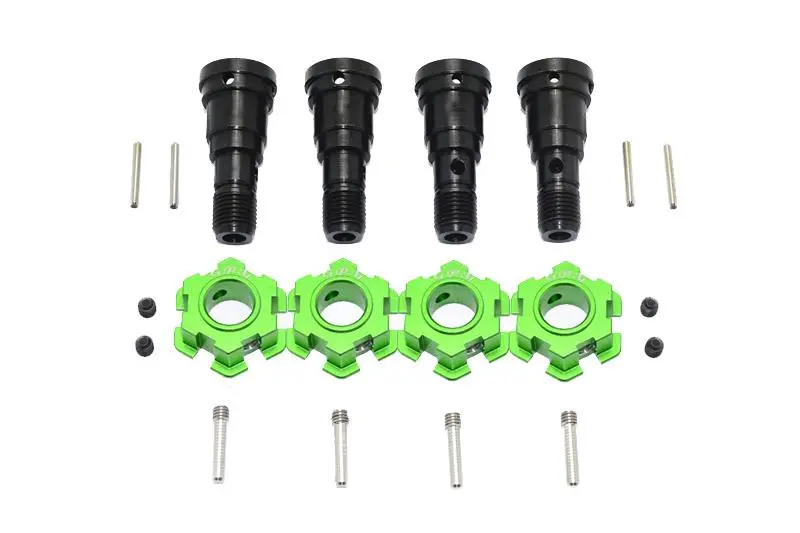 Harden Steel #45 Front & Rear Cvd Joint + Aluminum Wheel Hub Hex For Traxxas X Maxx 8S - 20Pc Set Green 1