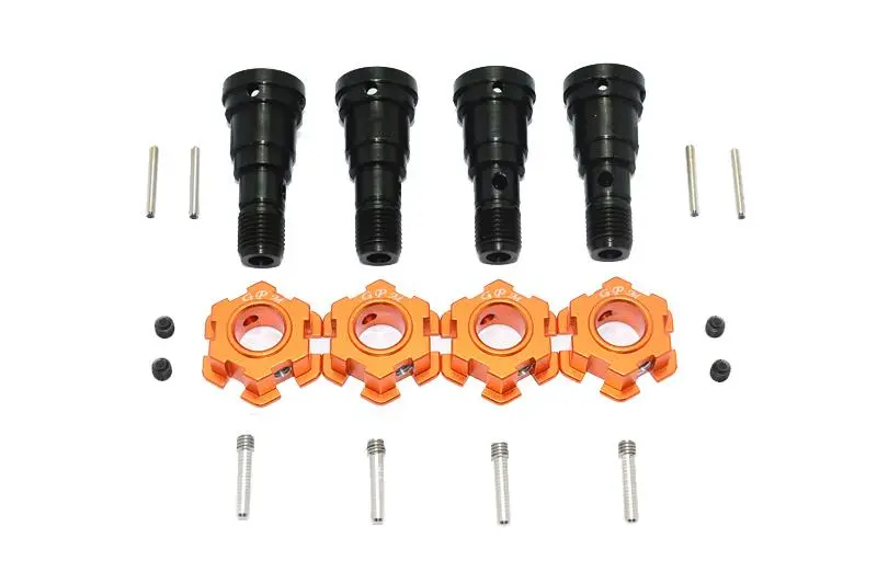 Harden Steel #45 Front & Rear Cvd Joint + Aluminum Wheel Hub Hex For Traxxas X Maxx 8S - 20Pc Set Orange 1