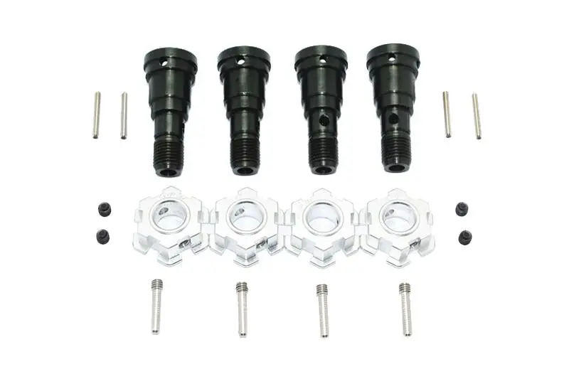 Harden Steel #45 Front & Rear Cvd Joint + Aluminum Wheel Hub Hex For Traxxas X Maxx 8S - 20Pc Set Silver 1