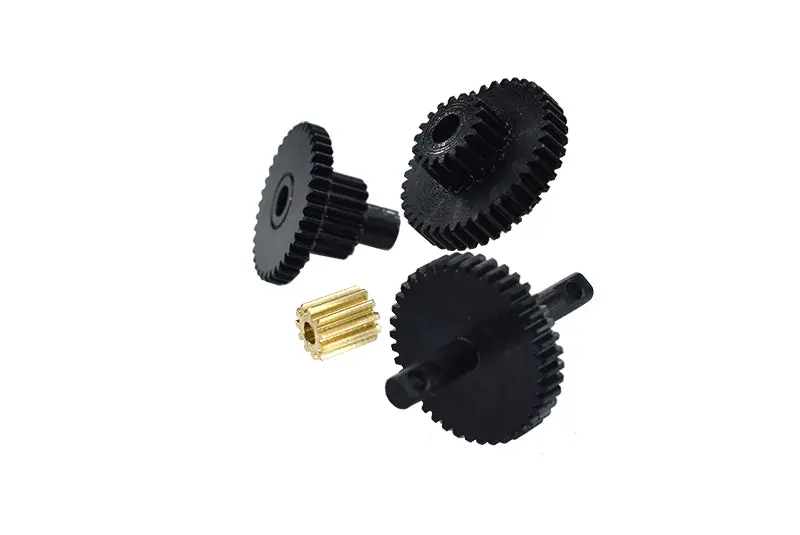 Harden Steel #45 Transmission Gear Set With Brass Motor Teeth For Traxxas 1:18 Trx4m Ford Bronco Crawler 97074-1 / Trx4m Land Rover Defender 97054-1 / Trx4m K10 High Trail Crawler 97064-1 - Black 1