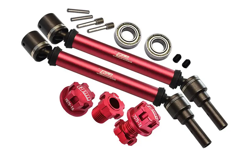 Harden Steel + Aluminum Front Or Rear Adjustable Cvd Drive Shaft + Hex Adapter + Wheel Lock (Suitable For +20Mm Widening Kit) For Traxxas 1:10 4Wd Maxx 89076-4 / Maxx With Widemaxx 89086-4 Upgrades - Red 1