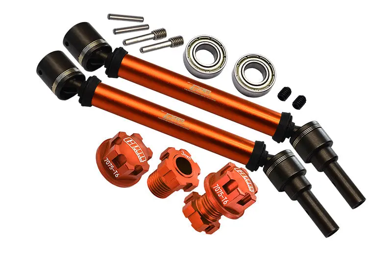 Harden Steel + Aluminum Front Or Rear Adjustable Cvd Drive Shaft + Hex Adapter + Wheel Lock (Suitable For +20Mm Widening Kit) For Traxxas 1:10 4Wd Maxx 89076-4 / Maxx With Widemaxx 89086-4 Upgrades - Orange 1