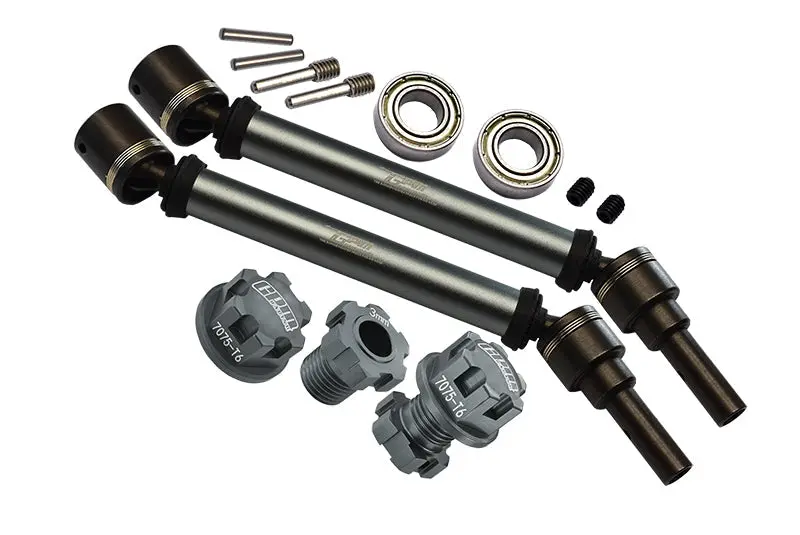 Harden Steel + Aluminum Front Or Rear Adjustable Cvd Drive Shaft + Hex Adapter + Wheel Lock (Suitable For +20Mm Widening Kit) For Traxxas 1:10 4Wd Maxx 89076-4 / Maxx With Widemaxx 89086-4 Upgrades - Gray Silver 1