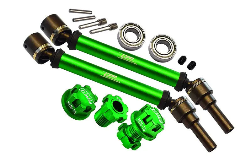Harden Steel + Aluminum Front Or Rear Adjustable Cvd Drive Shaft + Hex Adapter + Wheel Lock (Suitable For +20Mm Widening Kit) For Traxxas 1:10 4Wd Maxx 89076-4 / Maxx With Widemaxx 89086-4 Upgrades - Green 1