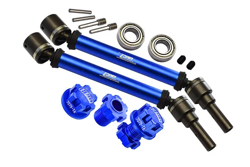 Harden Steel + Aluminum Front Or Rear Adjustable Cvd Drive Shaft + Hex Adapter + Wheel Lock (Suitable For +20Mm Widening Kit) For Traxxas 1:10 4Wd Maxx 89076-4 / Maxx With Widemaxx 89086-4 Upgrades - Blue 1