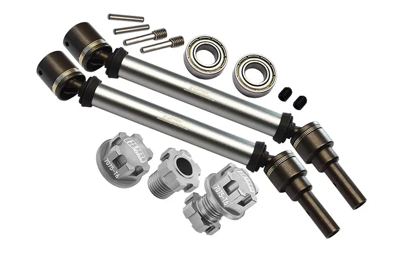 Harden Steel + Aluminum Front Or Rear Adjustable Cvd Drive Shaft + Hex Adapter + Wheel Lock (Suitable For +20Mm Widening Kit) For Traxxas 1:10 4Wd Maxx 89076-4 / Maxx With Widemaxx 89086-4 Upgrades - Silver 1