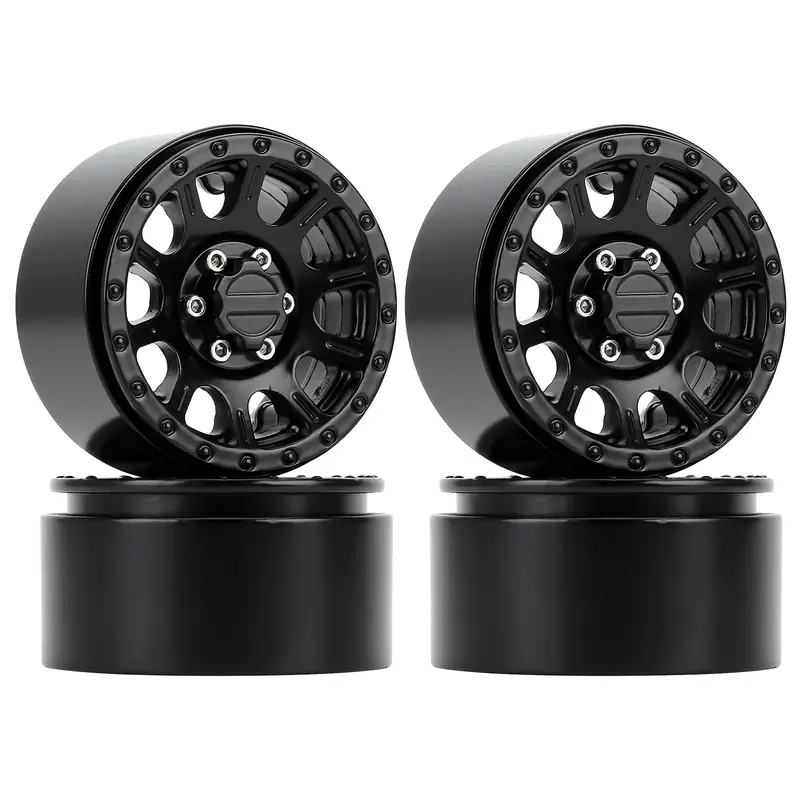 Heavy 2.2" Beadlock Metal Wheel Rim 249G/Pc For 1/10 Rc Crawler Car Axial Scx10 90046 Wraith Rr10 Traxxas Trx-6 - 4Pc Black 1