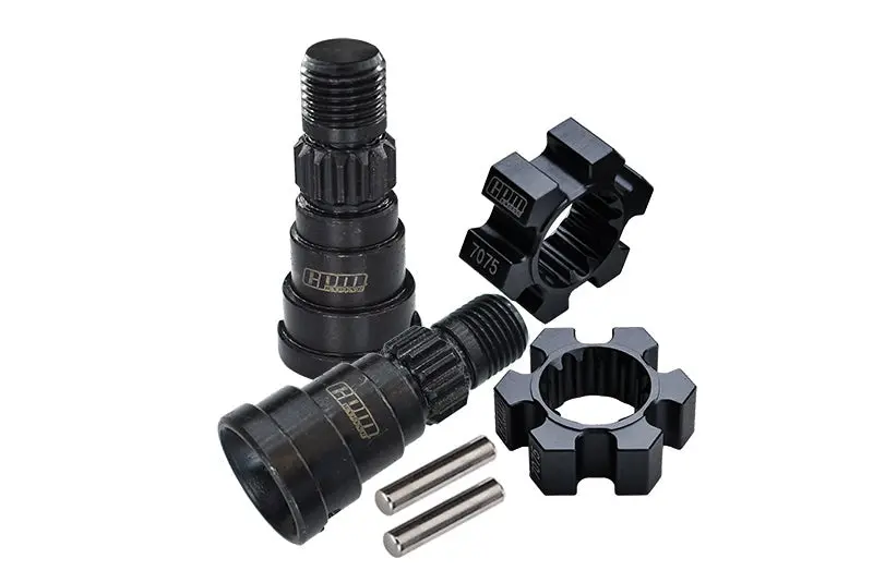 High Carbon Steel Front Or Rear Cvd Joints + Aluminum 7075-T6 Wheel Hex Hubs For 1:5 Traxxas X Maxx 8S / Xrt 8S Monster Truck Upgrades - Black 1