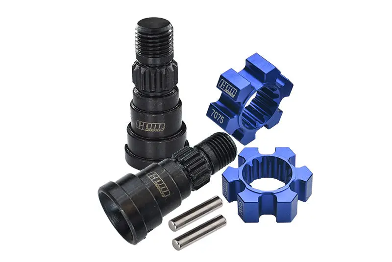High Carbon Steel Front Or Rear Cvd Joints + Aluminum 7075-T6 Wheel Hex Hubs For 1:5 Traxxas X Maxx 8S / Xrt 8S Monster Truck Upgrades - Blue 1