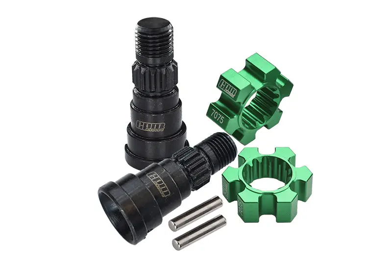 High Carbon Steel Front Or Rear Cvd Joints + Aluminum 7075-T6 Wheel Hex Hubs For 1:5 Traxxas X Maxx 8S / Xrt 8S Monster Truck Upgrades - Green 1