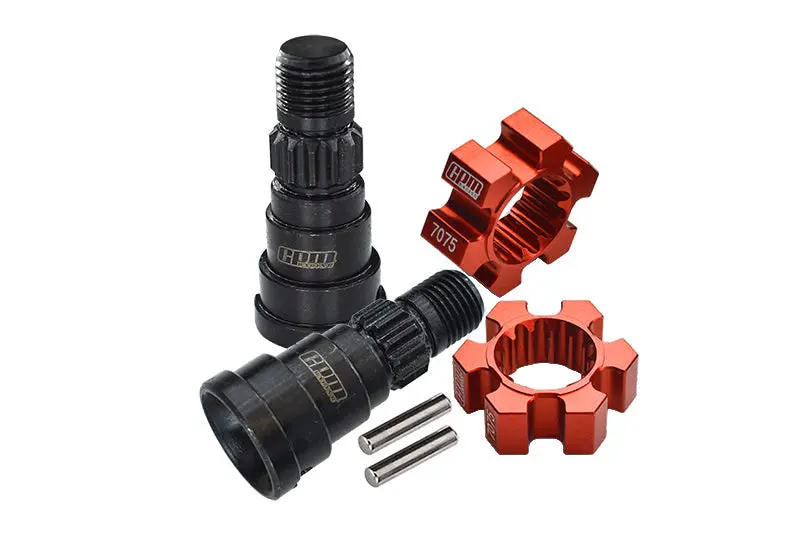 High Carbon Steel Front Or Rear Cvd Joints + Aluminum 7075-T6 Wheel Hex Hubs For 1:5 Traxxas X Maxx 8S / Xrt 8S Monster Truck Upgrades - Orange 1