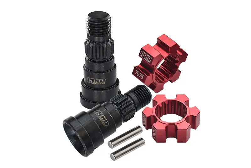 High Carbon Steel Front Or Rear Cvd Joints + Aluminum 7075-T6 Wheel Hex Hubs For 1:5 Traxxas X Maxx 8S / Xrt 8S Monster Truck Upgrades - Red 1