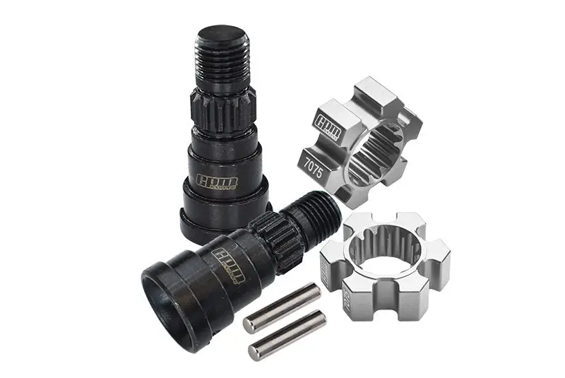 High Carbon Steel Front Or Rear Cvd Joints + Aluminum 7075-T6 Wheel Hex Hubs For 1:5 Traxxas X Maxx 8S / Xrt 8S Monster Truck Upgrades - Silver 1