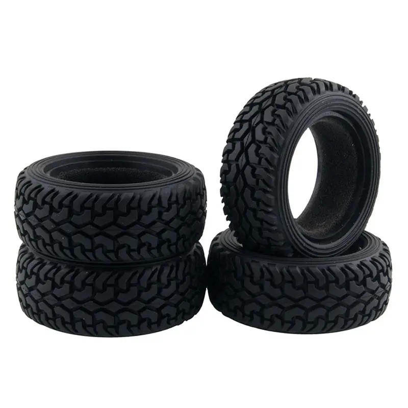 High Performance Rc Rally Car Black Grain Rubber Tyre Wheel Tires For 1:10 On Road R/C Cars - 4Pc Set 1