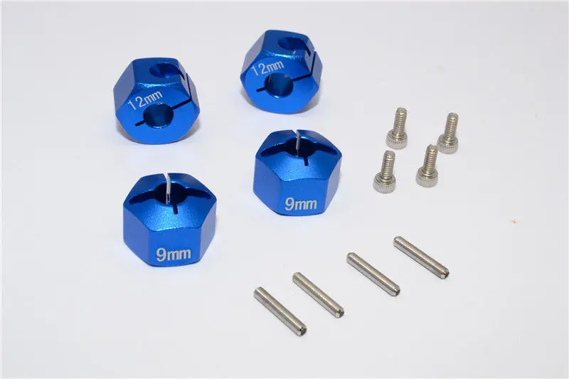 Hpi Bullet 3.0 Nitro & Bullet Flux Aluminum Hex Adapter 12Mm Diameter With 9Mm Thickness - 4 Pcs Set Blue 1