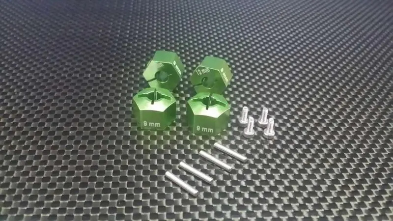 Hpi Bullet 3.0 Nitro & Bullet Flux Aluminum Hex Adapter 12Mm Diameter With 9Mm Thickness - 4 Pcs Set Green 1