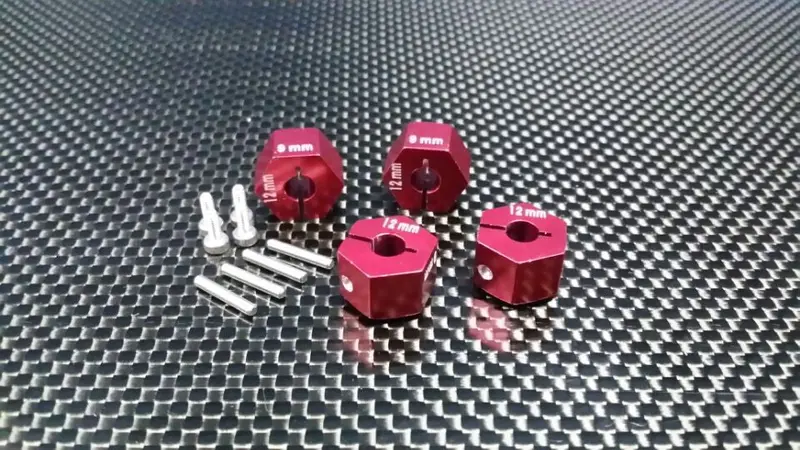 Hpi Bullet 3.0 Nitro & Bullet Flux Aluminum Hex Adapter 12Mm Diameter With 9Mm Thickness - 4 Pcs Set Red 1