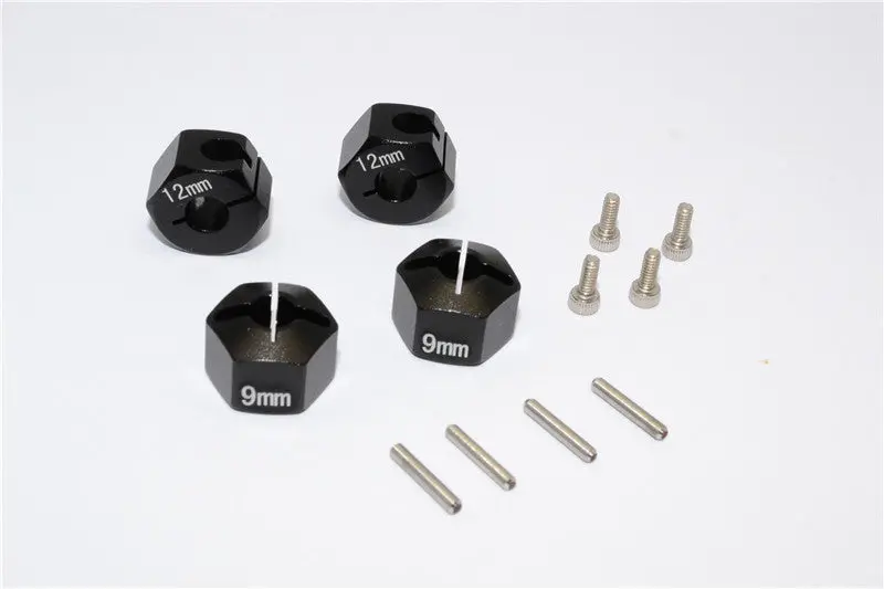 Hpi Bullet 3.0 Nitro & Bullet Flux Aluminum Hex Adapter 12Mm Diameter With 9Mm Thickness For Gpm Optional Exo Wheels Ex0503fr & Ex1003fr - 4Pcs Set Black 1