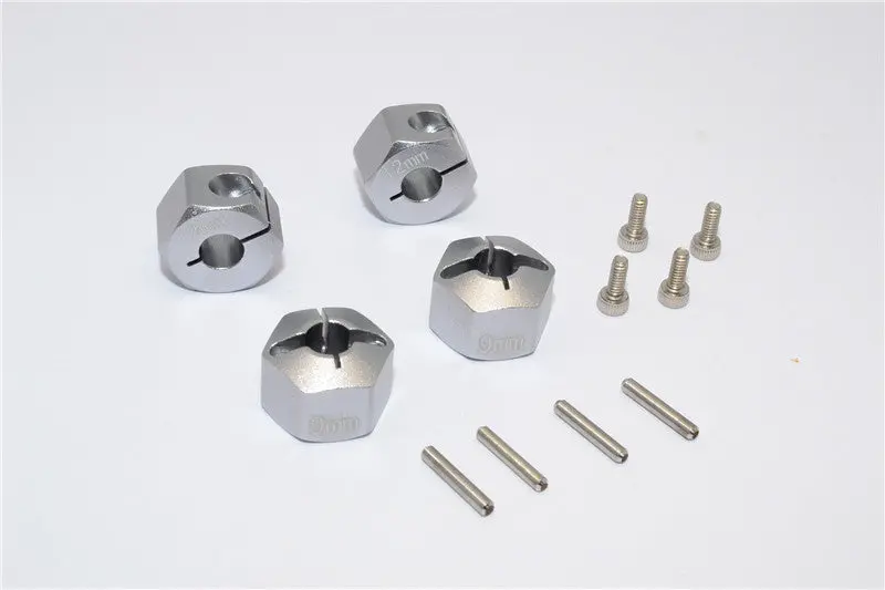 Hpi Bullet 3.0 Nitro & Bullet Flux Aluminum Hex Adapter 12Mm Diameter With 9Mm Thickness For Gpm Optional Exo Wheels Ex0503fr & Ex1003fr - 4Pcs Set Gray Silver 1