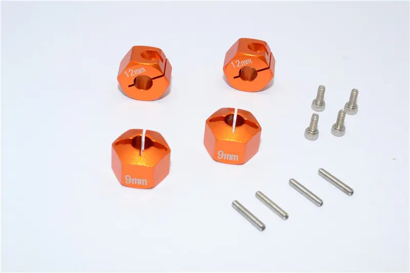 Hpi Bullet 3.0 Nitro & Bullet Flux Aluminum Hex Adapter 12Mm Diameter With 9Mm Thickness For Gpm Optional Exo Wheels Ex0503fr & Ex1003fr - 4Pcs Set Orange 1