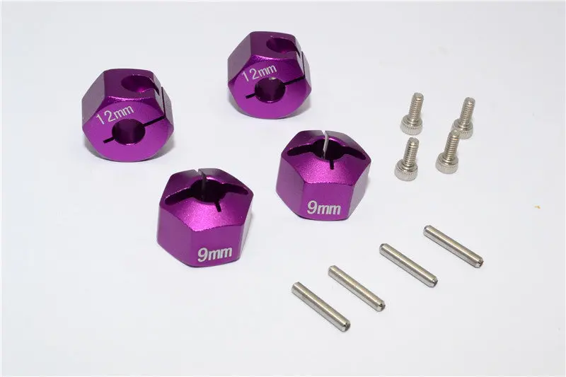 Hpi Bullet 3.0 Nitro & Bullet Flux Aluminum Hex Adapter 12Mm Diameter With 9Mm Thickness For Gpm Optional Exo Wheels Ex0503fr & Ex1003fr - 4Pcs Set Purple 1