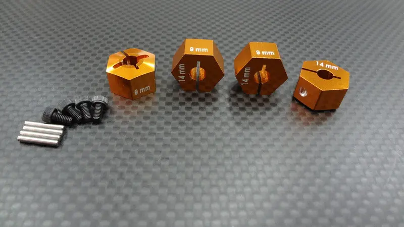 Hpi Bullet 3.0 Nitro & Bullet Flux Aluminum Hex Adapter 14Mm Diameter With 9Mm Thickness - 4 Pcs Set Gold 1